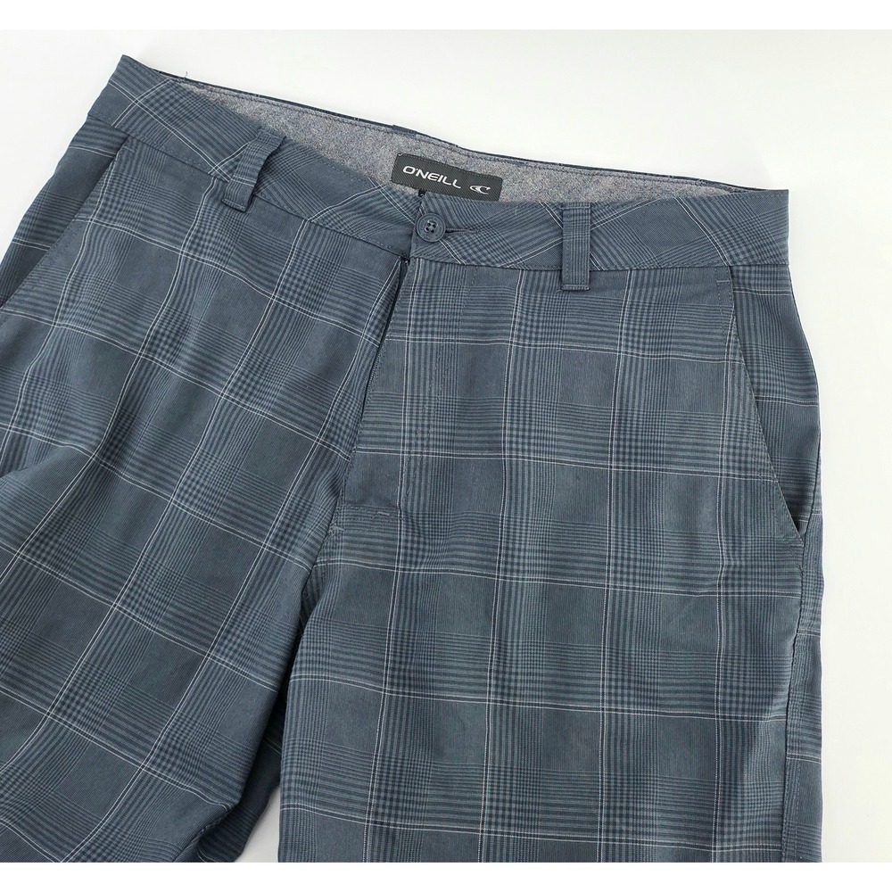 O'Neill Vintage Plaid Hybrid Shorts Mens Size 32 Blue Grey Casual Beachwear